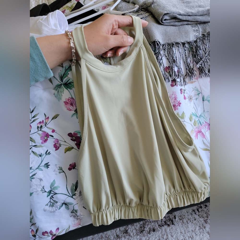 Zara sage green drapey crop top size small
